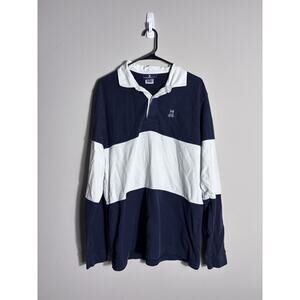 Physco Bunny Men’s Rugby Polo Long Sleeve Shirt Navy Blue And White Size 7/XL